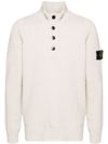 White wool sweater with buttons