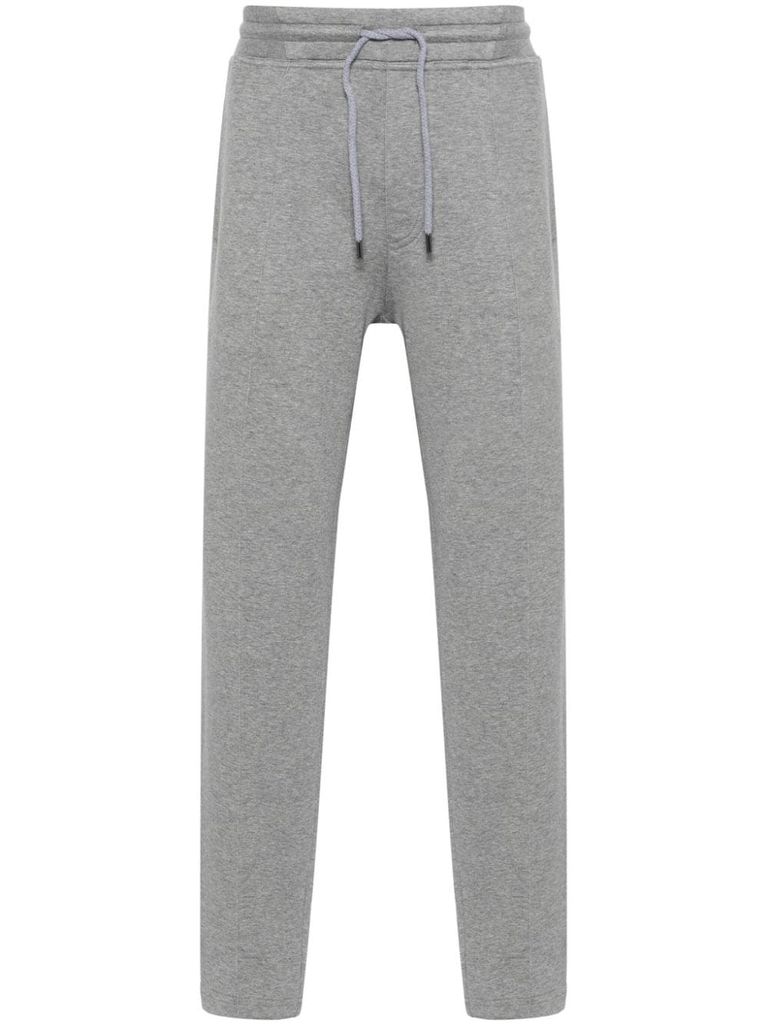 Shop Brunello Cucinelli Mélange Effect Cotton Sweatpants In Grey