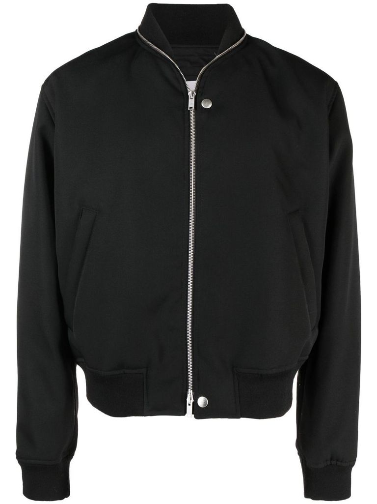 Shop Jil Sander Wool Bomber Jacket With Zipper In Black