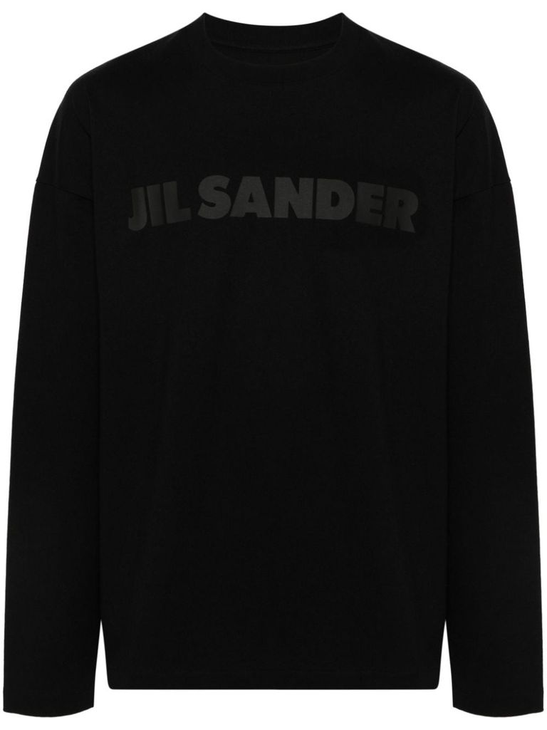 Shop Jil Sander Cotton T-shirt With Logo Print In Black