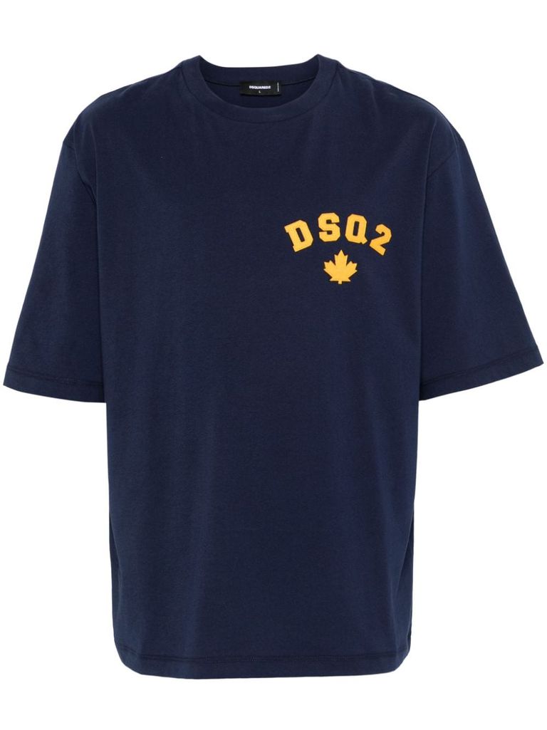 Shop Dsquared2 Cotton T-shirt With Printed Logo In Blue