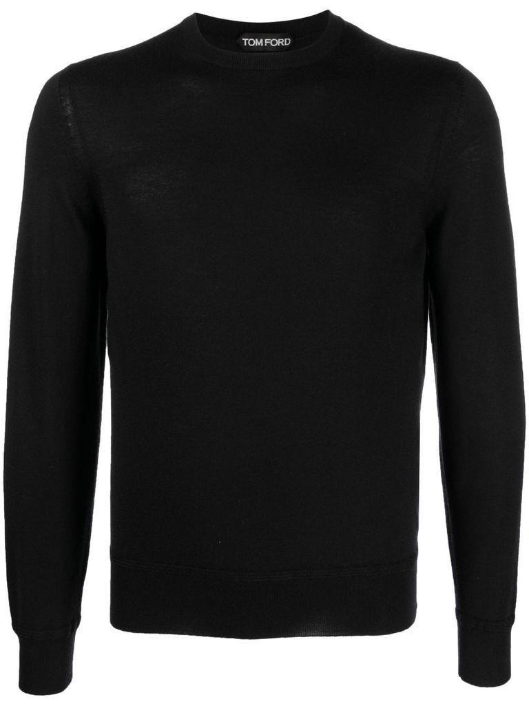 Shop Tom Ford Cashmere And Silk Crewneck Sweater In Black