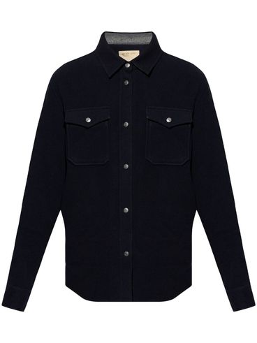 Wool shirt jacket with pockets