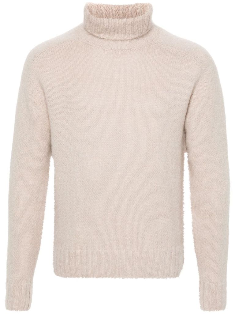 Shop Tom Ford Wool And Mohair Turtleneck Sweater In Beige