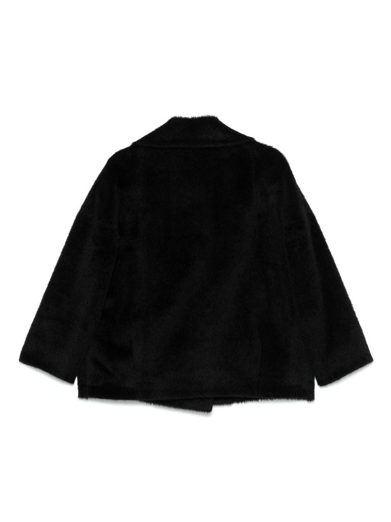 Shop Cinzia Rocca Faux Alpaca Fur Jacket In Black