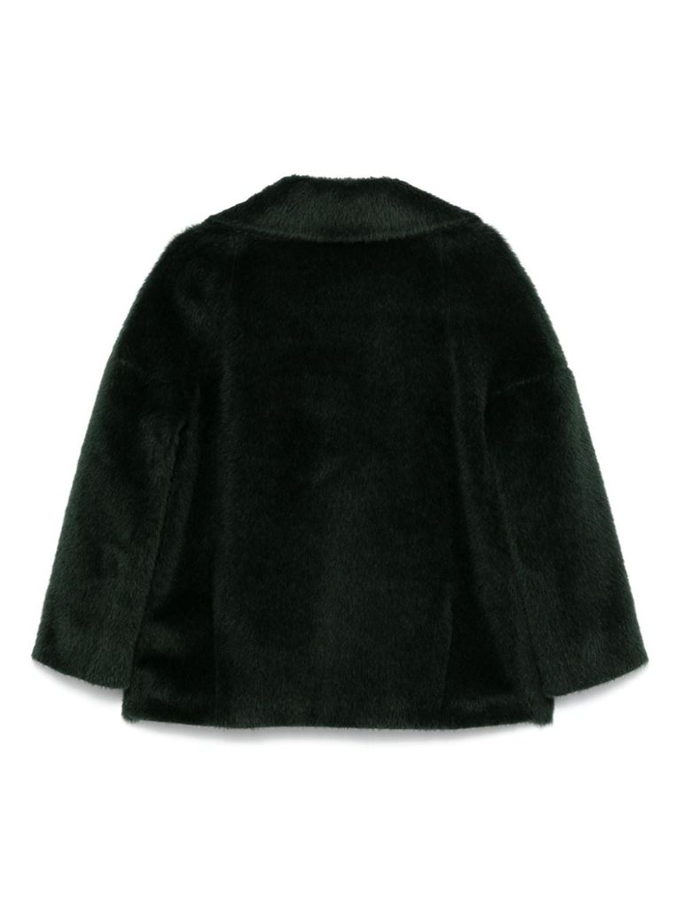 Shop Cinzia Rocca Faux Alpaca Fur Jacket In Green