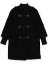 Short virgin wool coat with toggles