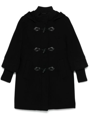 Short virgin wool coat with toggles