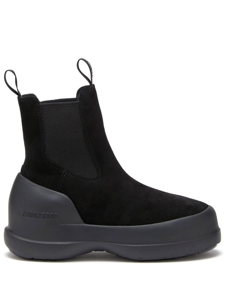 Shop Moon Boot Suede Calf Leather Luna Chelsea Boots In Black