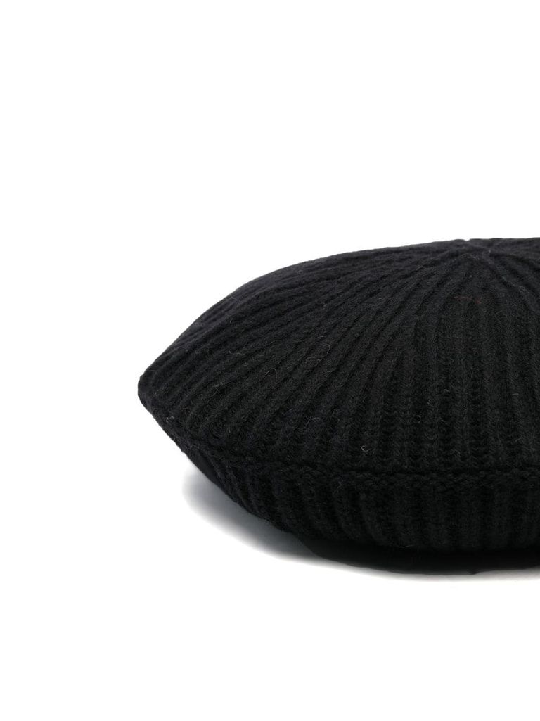 Shop Ganni Ribbed Recycled Wool Bere In Black