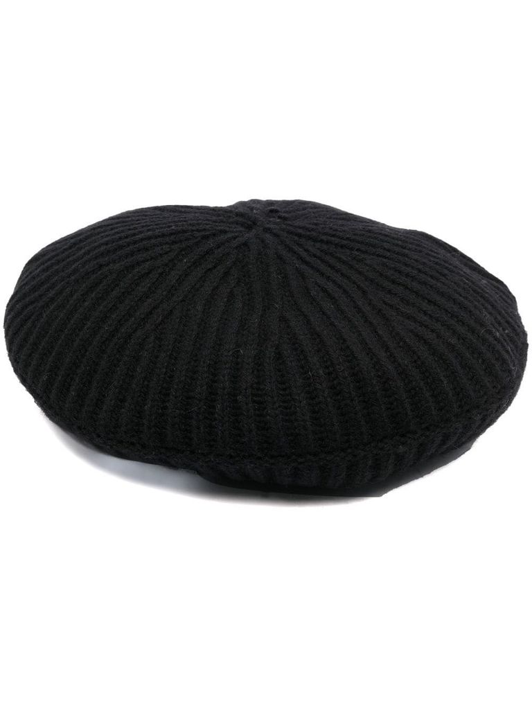 Shop Ganni Ribbed Recycled Wool Bere In Black