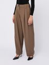 Tapered viscose pants with pleats