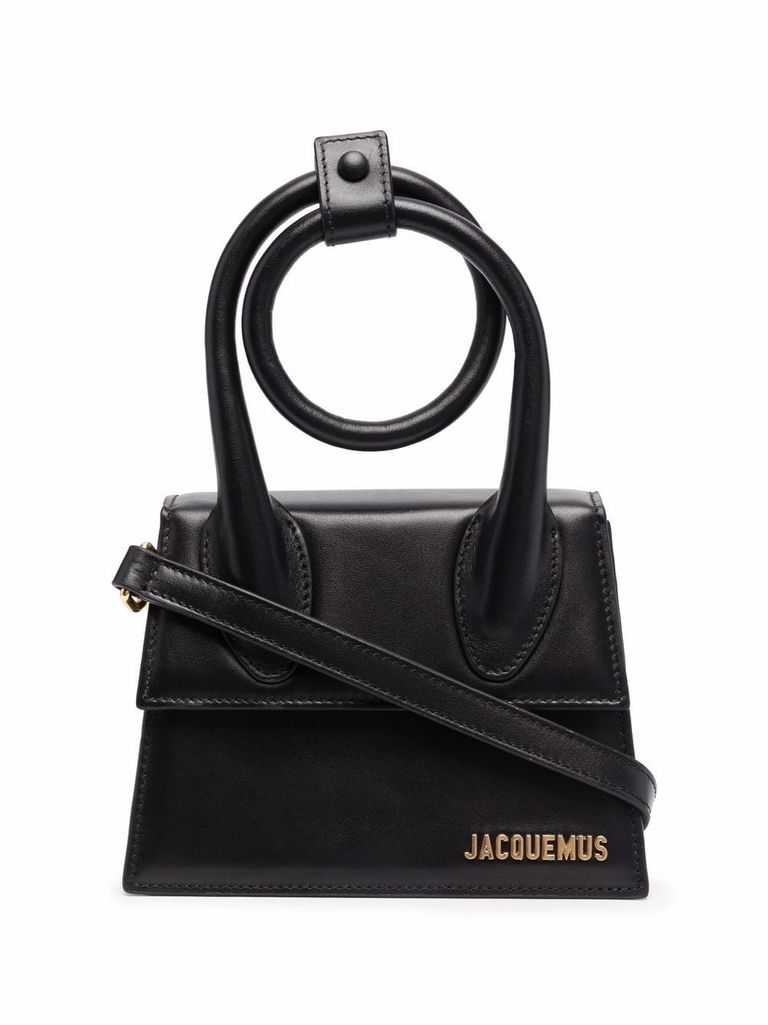 Shop Jacquemus Calf Leather Le Chiquito Noeud Crossbody Bag In Black