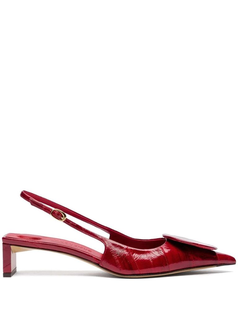 【送料&関税込】Jacquemus Circle Square Sling-backs Leather Duelo slingback with circular and square pattern