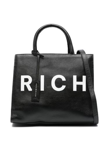 JOHN RICHMOND - Leather tote bag with logo print