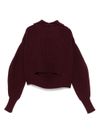 Maglione crop in lana a coste