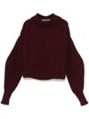 Maglione crop in lana a coste