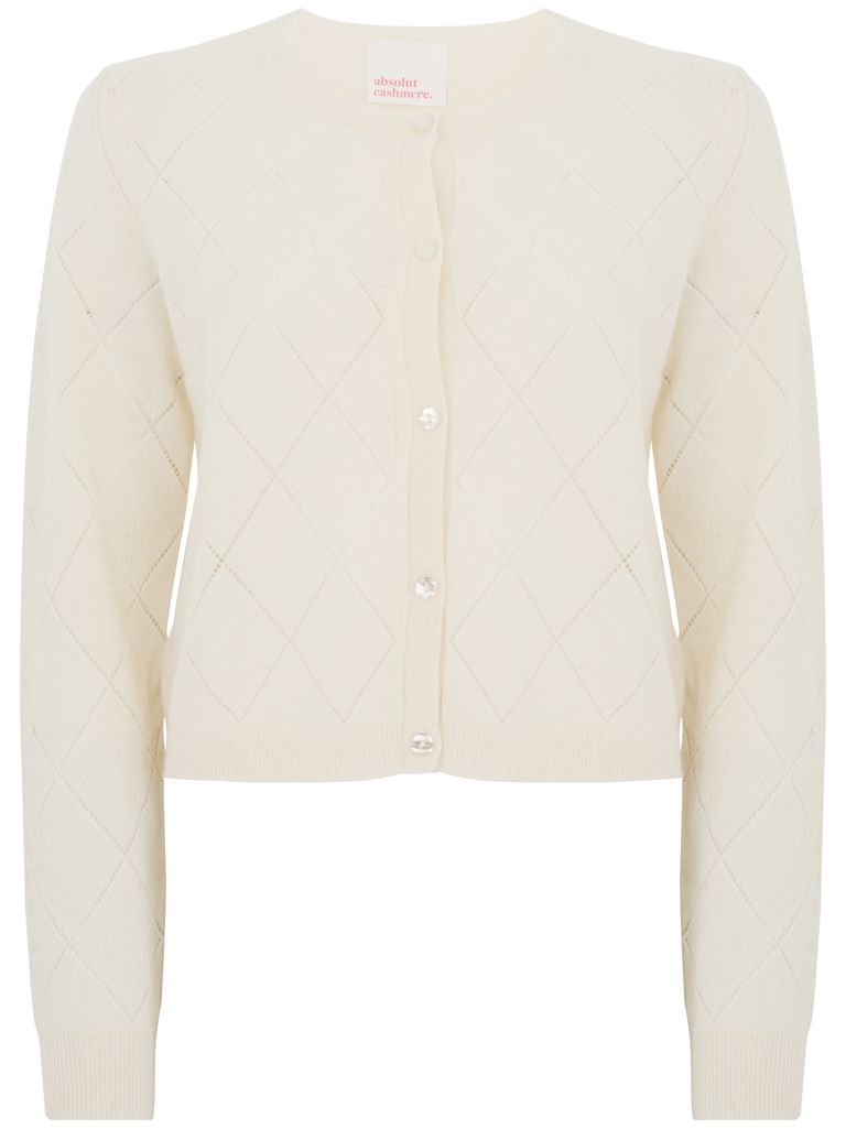 Shop Absolut Cashmere Beige Perforated Cashmere Cardigan