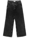 Black cotton Roll-up jeans