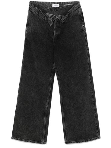 Black cotton Roll-up jeans