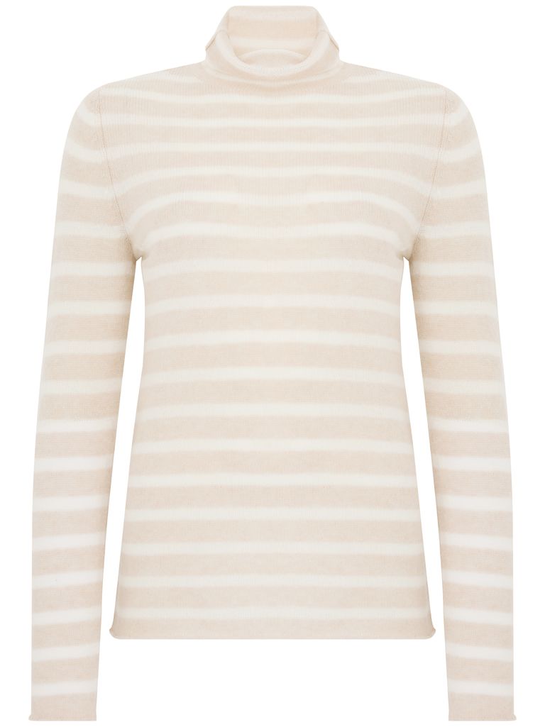 Shop Be You Striped Cashmere Sweater In White