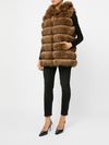 Brown sleeveless fur vest with zip