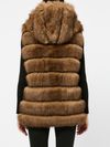 Brown sleeveless fur vest with zip