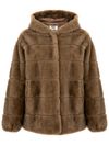 Brown fur coat with hood