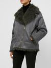 Oversized biker jacket with fur