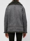 Giacca biker oversize con pelliccia