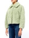 Short green fur coat