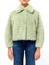 Short green fur coat