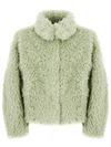 Short green fur coat