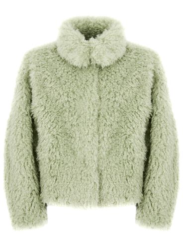 Short green fur coat