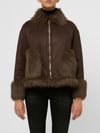 Brown jacket with zip and fur