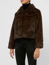 Brown fur coat with pockets