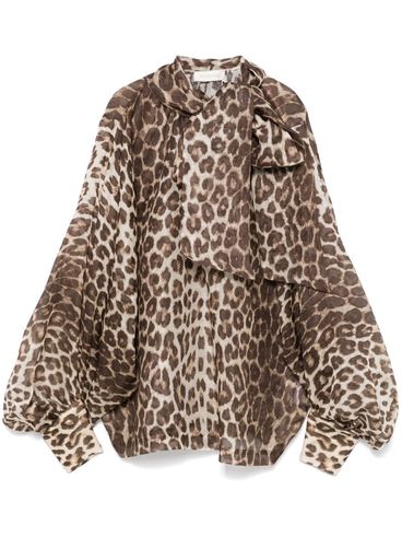 Blusa con stampa animalier leopardata