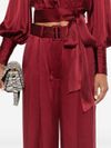 Silk palazzo pants with belt