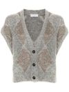 Cardigan in lana e cashmere a rombi