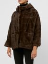 Brown fur coat with pockets