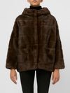 Brown fur coat with pockets