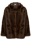 Brown fur coat with pockets