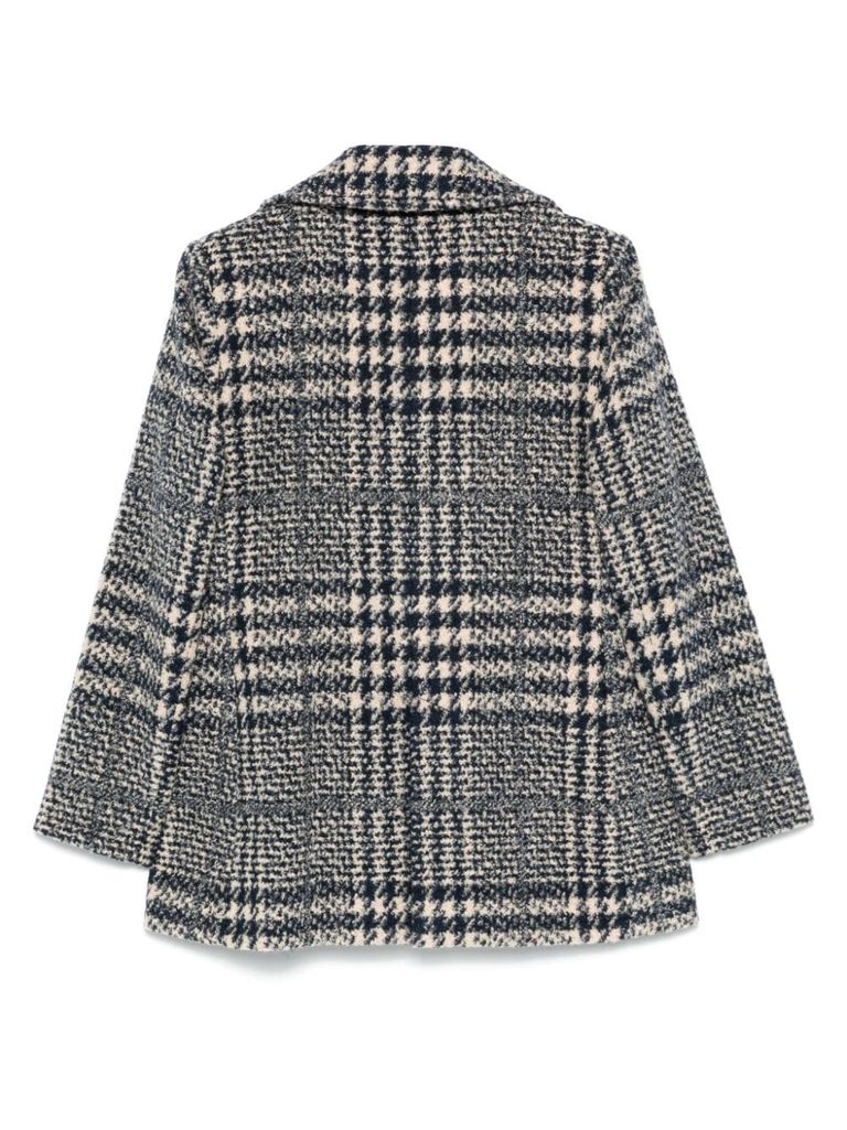 Shop Cinzia Rocca Plaid Coat In Blue