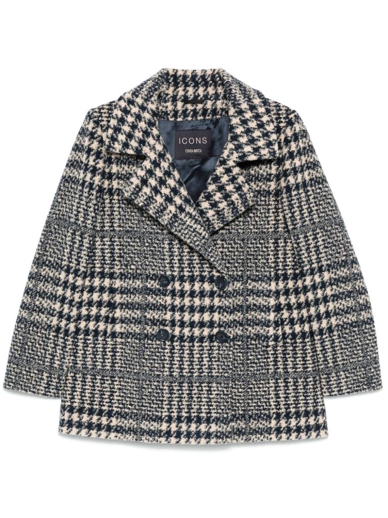 Shop Cinzia Rocca Plaid Coat In Blue