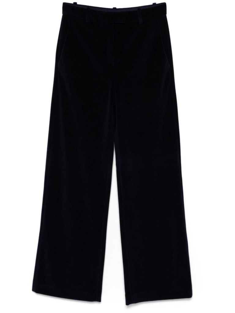 Shop Circolo 1901 Cotton Pants With A Velvety Effect In Blue