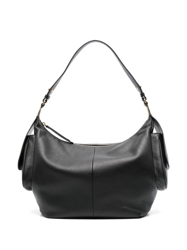 Shop Coccinelle Leather Shoulder Bag With Pockets In Black