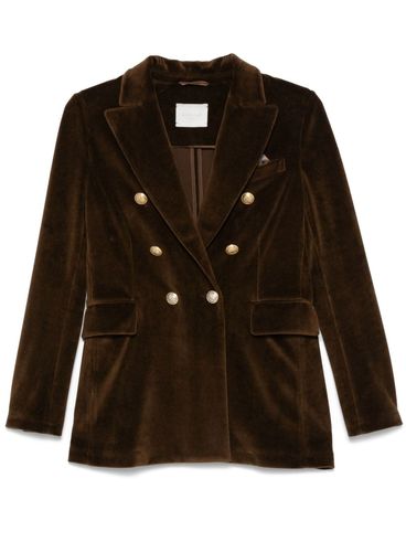 Brown velvet double-breasted blazer