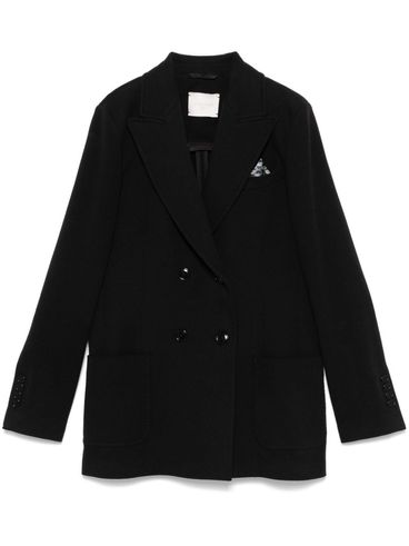 Double-breasted cotton blazer with pocket square