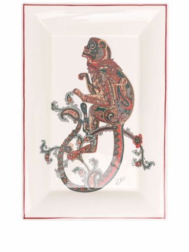 Ceramic monkey-print tray