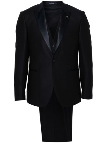 TAGLIATORE - Single-breasted Virgin Wool Suit with Glossy Lapels